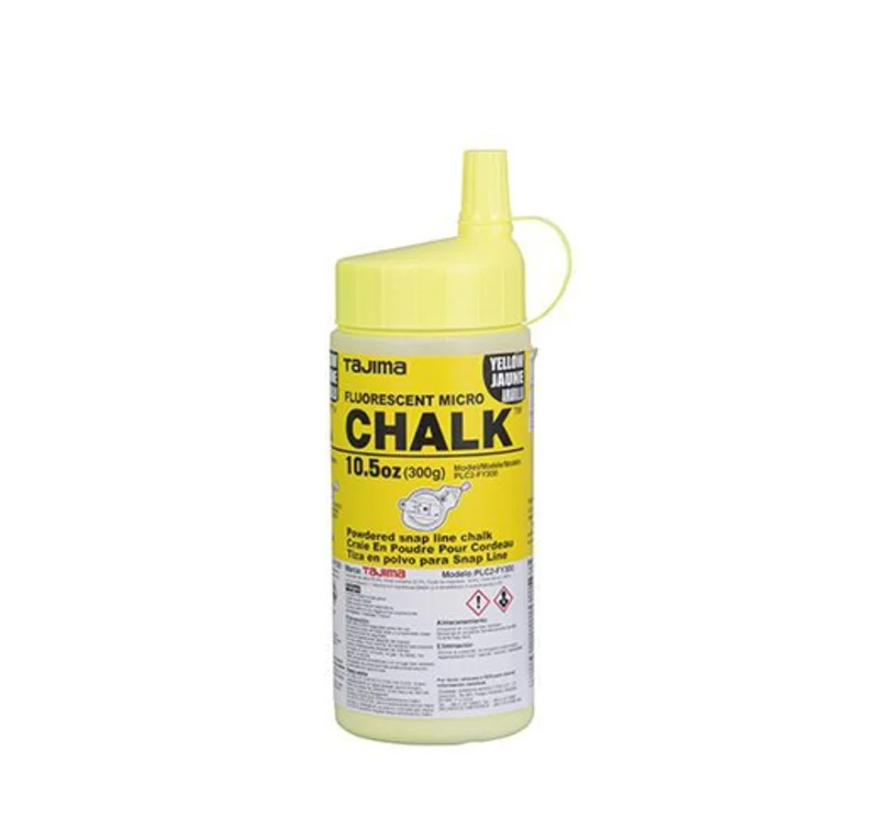 Tajima Micro Chalk, PLC2-FY300 ultra-fine chalk, fluorescent yellow, easy-fill nozzle, 300g / 10.5 oz.