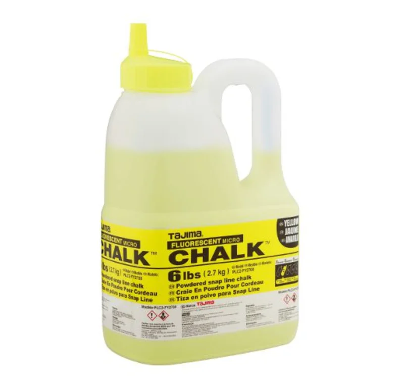 Tajima PLC2-FY2700 Micro Chalk, ultra-fine chalk, fluorescent yellow, easy-fill nozzle, 6lbs. / 2.7 kg