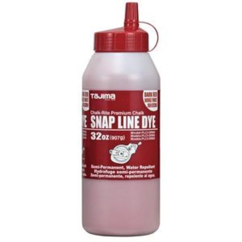 Tajima PLC3-DR900 Snap Line Dye, Permanent Marking Chalk with Easy Fill Nozzle, 907g/32 oz., Dark Red