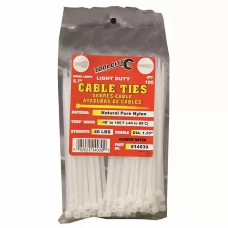 Tool City 5.7 in. L White Cable Tie 100 Pack
