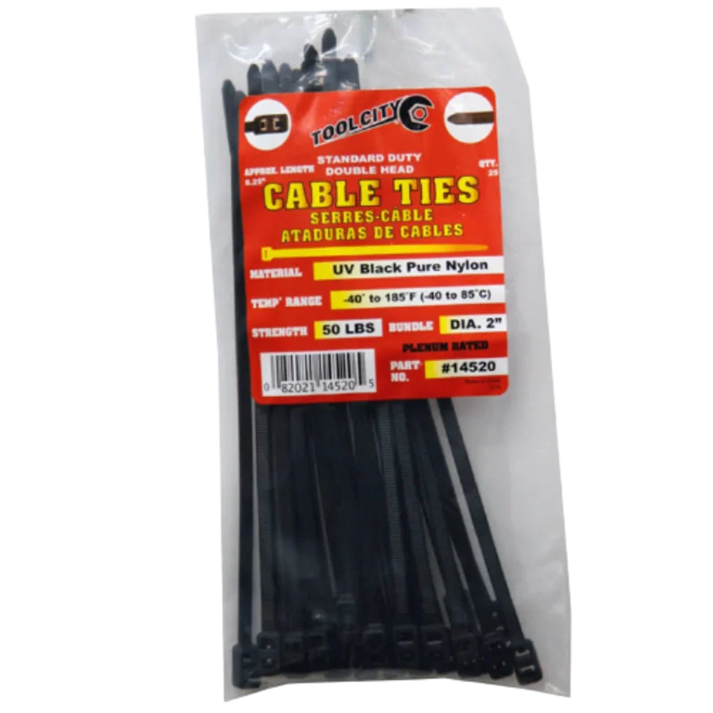 Tool City 8.25 in. L Black Cable Tie 50LB SD DOUBLE HEAD 25 Pack