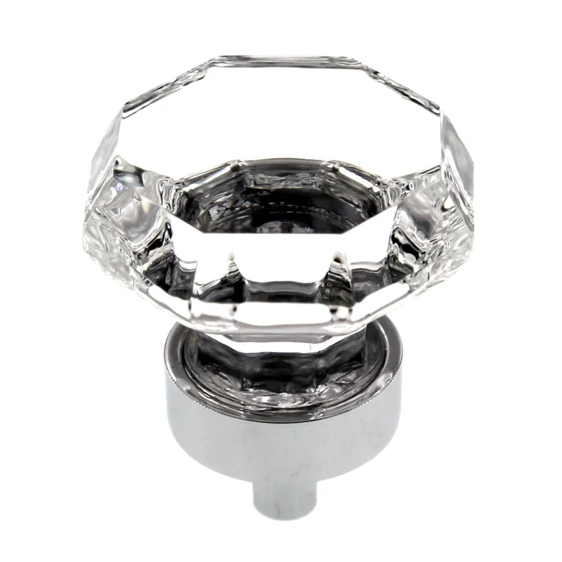 Top Knobs Crystal Brass 1 3/8" Clear Octogon Knob Polished Chrome Clear TK128PC