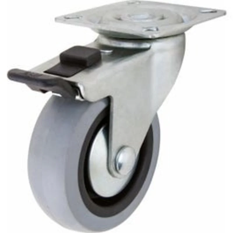 TPR Swivel Caster With Brake, 3-In.