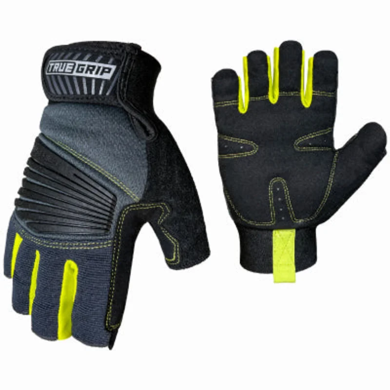 True Grip Pro Fingerless Gloves, Padded Palm, Mens