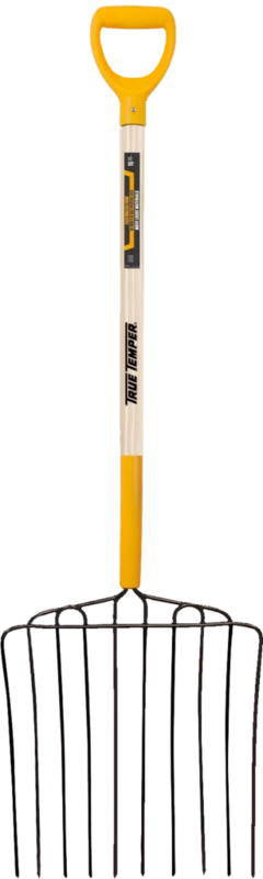 TRUE TEMPER 10-TINE ENSILAGE FORK WITH D-GRIP ON HARDWOOD HANDLE