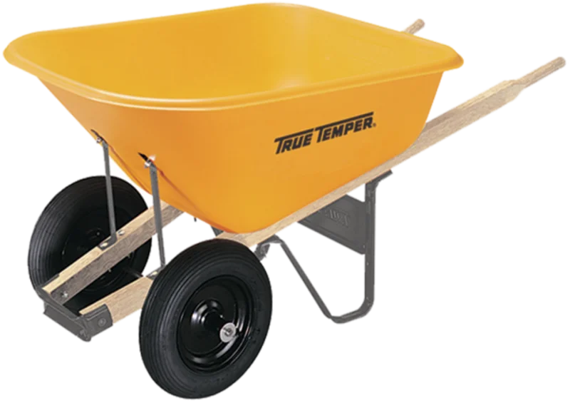True Temper 8 Cubic Foot Poly Wheelbarrow With Dual Wheels