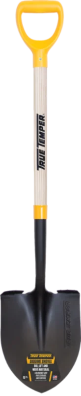 True Temper Forged Round Point Shovel With Comfort Step And D-Grip On Hardwood Handle