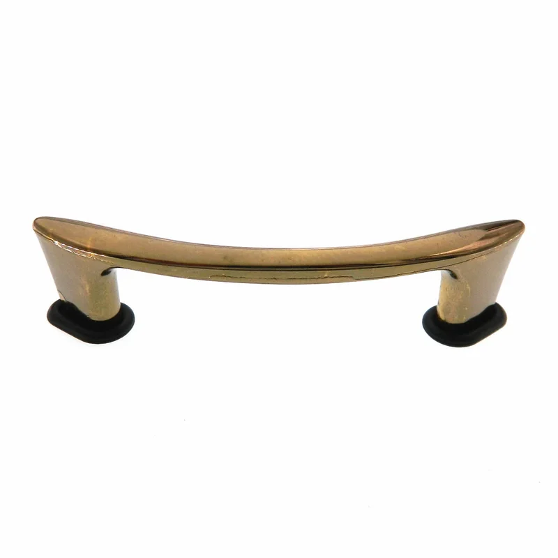Vintage Amerock 2 3/4" Ctr. Curved Cabinet Pull Bright Brass, Black Trim A427-H