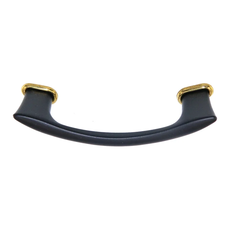 Vintage Amerock 2 3/4" Ctr. Curved Cabinet Pull Ebony Black, Gold Trim A427-D
