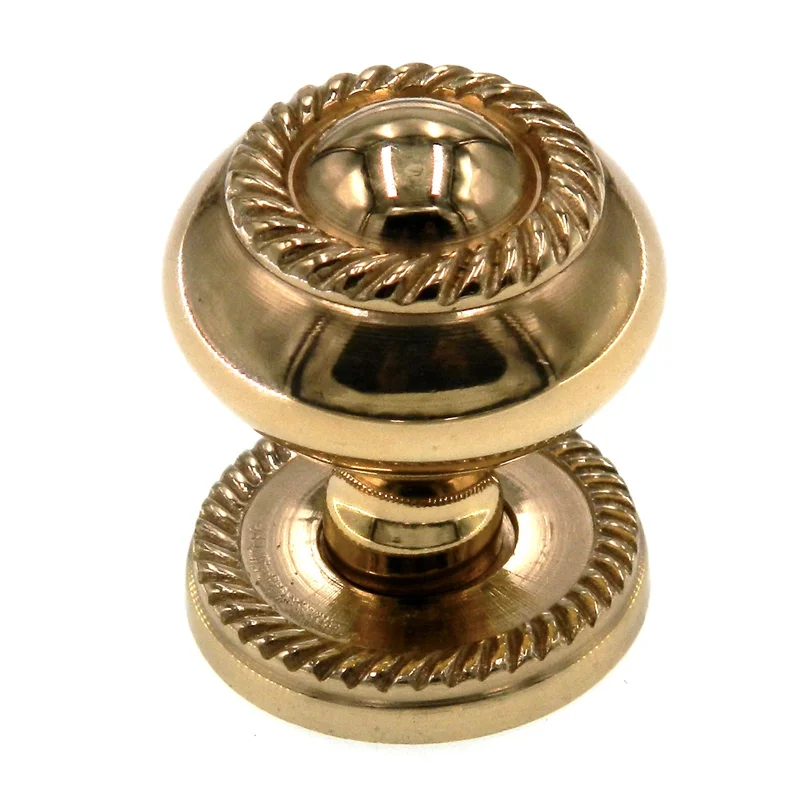 Vintage Amerock Allison Solid Brass 1 1/4" Rope Knob and Backplate 546