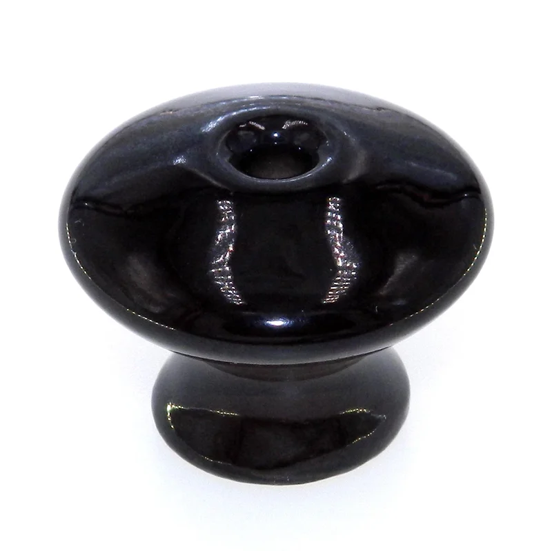 Vintage Amerock BP707-BN Dark Brown 1 1/4" Ceramic Cabinet Knob with Brass Screw