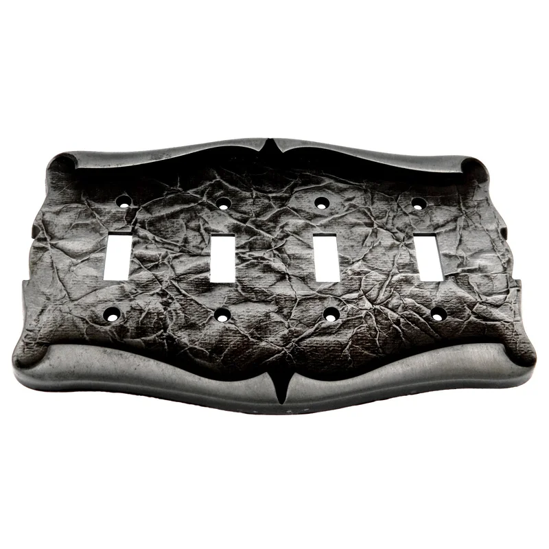 Vintage Amerock Carriage House Quadruple Switch Plate Antique Silver 9088-AS