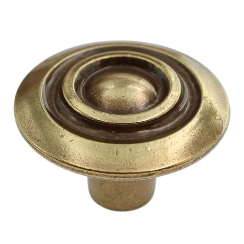 Vintage Amerock French Colony Regency Brass 1 1/8" Round Cabinet Knob BP591-R1