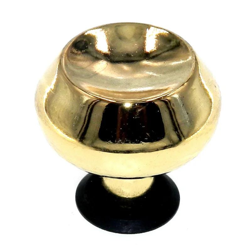Vintage Amerock Polished Brass 1 1/8" Round Cabinet Knob Black Trim A527-H