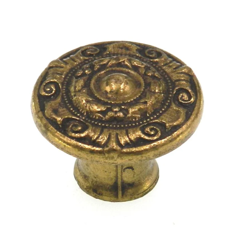 Vintage National Lock Company Period Brass 1 1/16" Round Furniture Knob R603