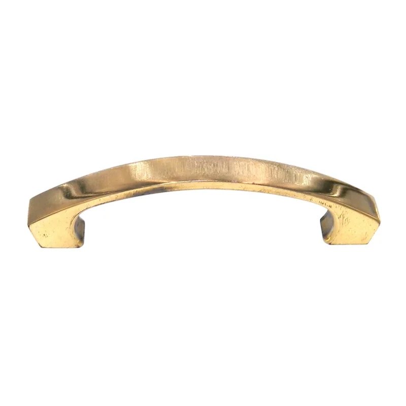 Vintage Stanley Mid-Century Bright Solid Brass Cabinet Pull 3" Ctr 4456-C