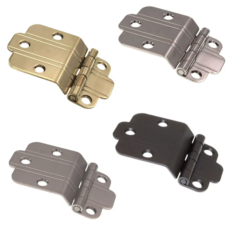 Vintage Style Art Deco 3/8" Offset Surface Cabinet Hinges Chrome, Brass, Nickel, Bronze Satin Nickel