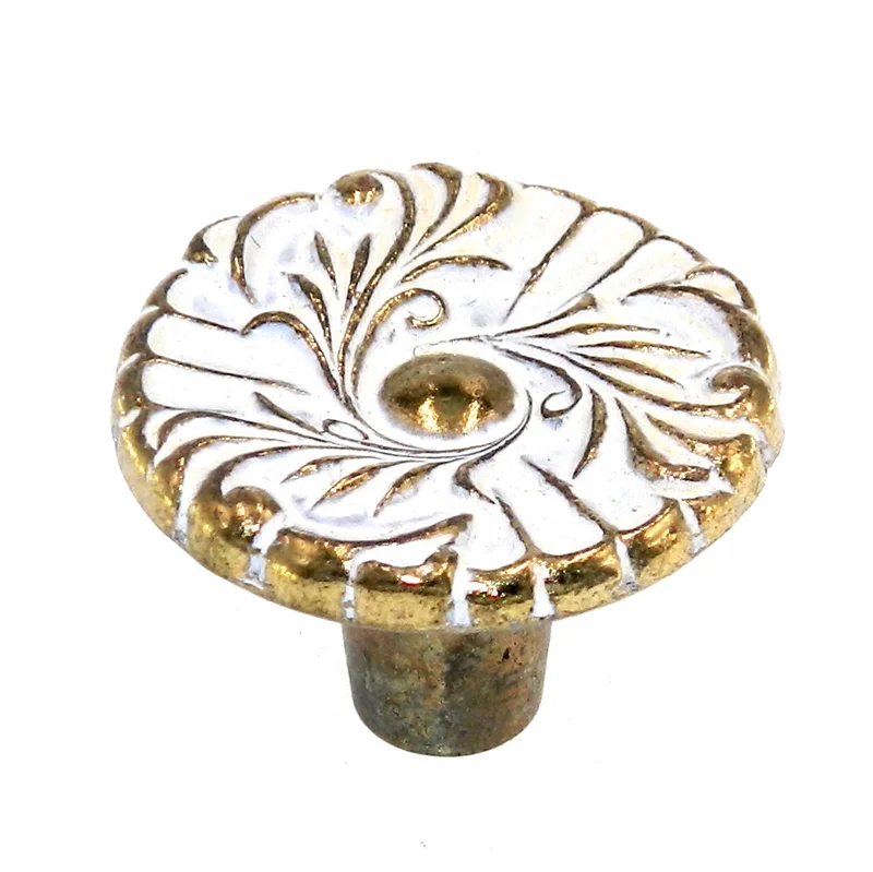 Vintage Washington Provincial Antique White 1 1/8" Round Cabinet Knob 170R-WB