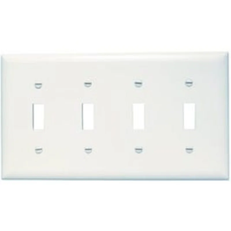 Wall Plate, 4-Toggle Opening, Urea, White