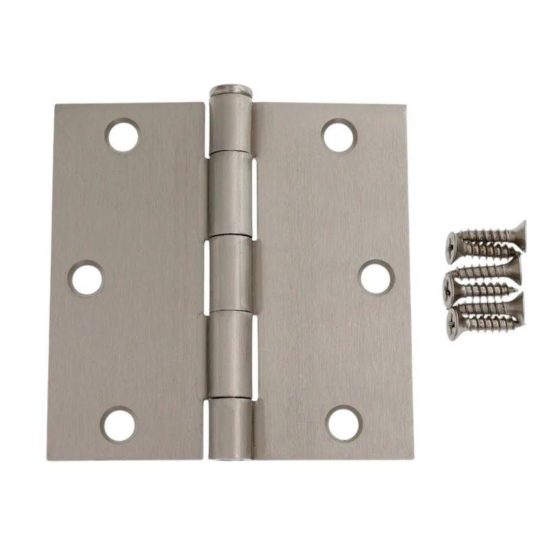 Warwick 15 Pack 3 1/2" Door Hinges Square Corner Satin Nickel DA3013SN