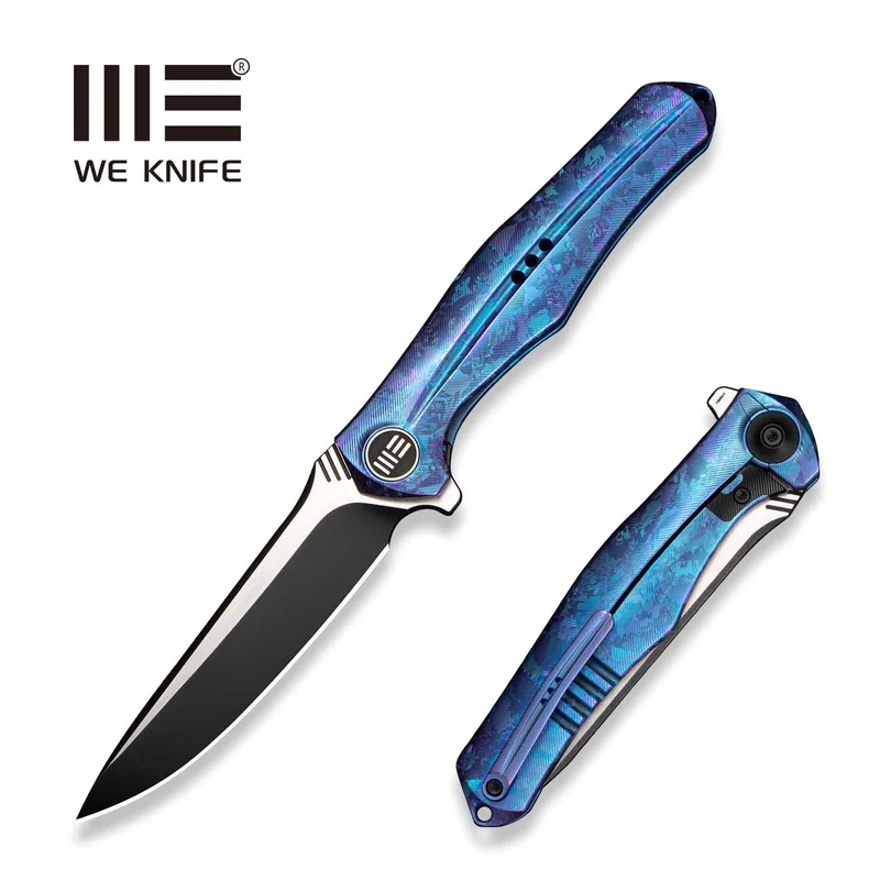 WEKNIFE 702 Flipper Knife Crystalized Blue / Purple Titanium Integral Handle (3.9" Black Stonewashed Bohler M390 Blade, Satin Flat) 702-2025 BSW