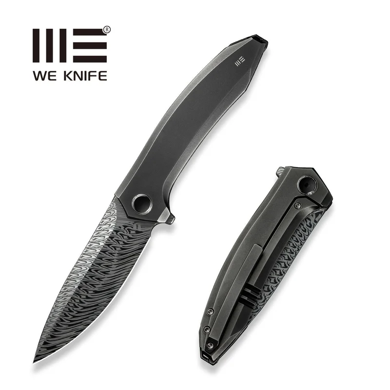 WEKNIFE Acuminal Flipper Knife Titanium Handle (3.98" Damasteel Blade) WE23070-DS1