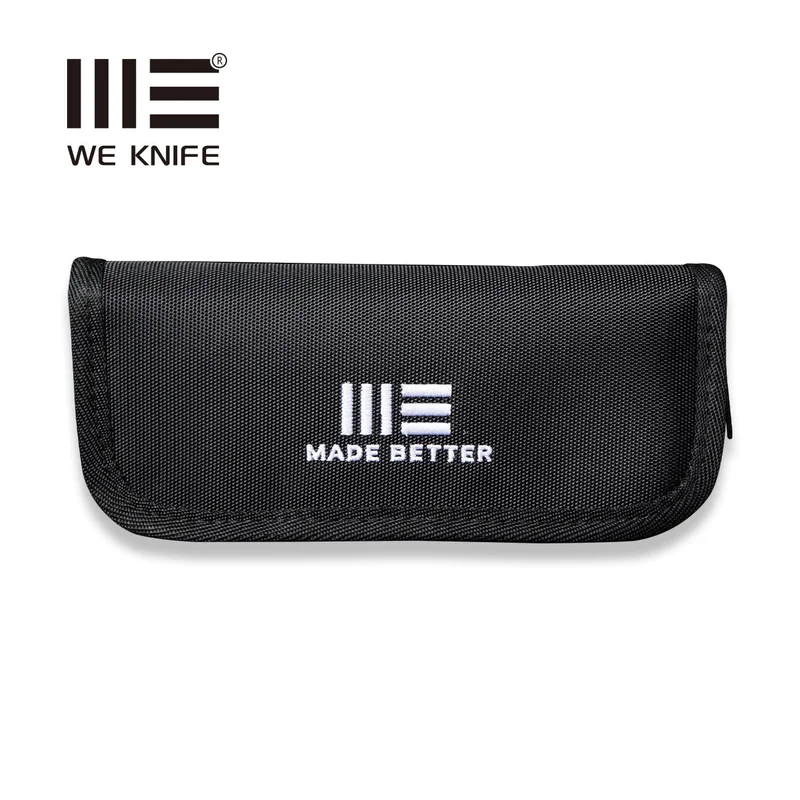 WEKNIFE Black Nylon Knife Zippered Pouch With Polishing Cloth And Stickers WE-01