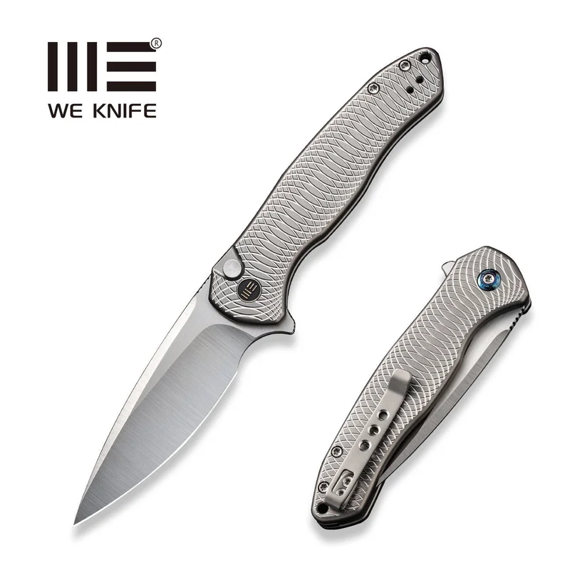 WEKNIFE Button Lock Kitefin Flipper Knife Titanium Handle (3.22" CPM 20CV Blade) WE19002M-2