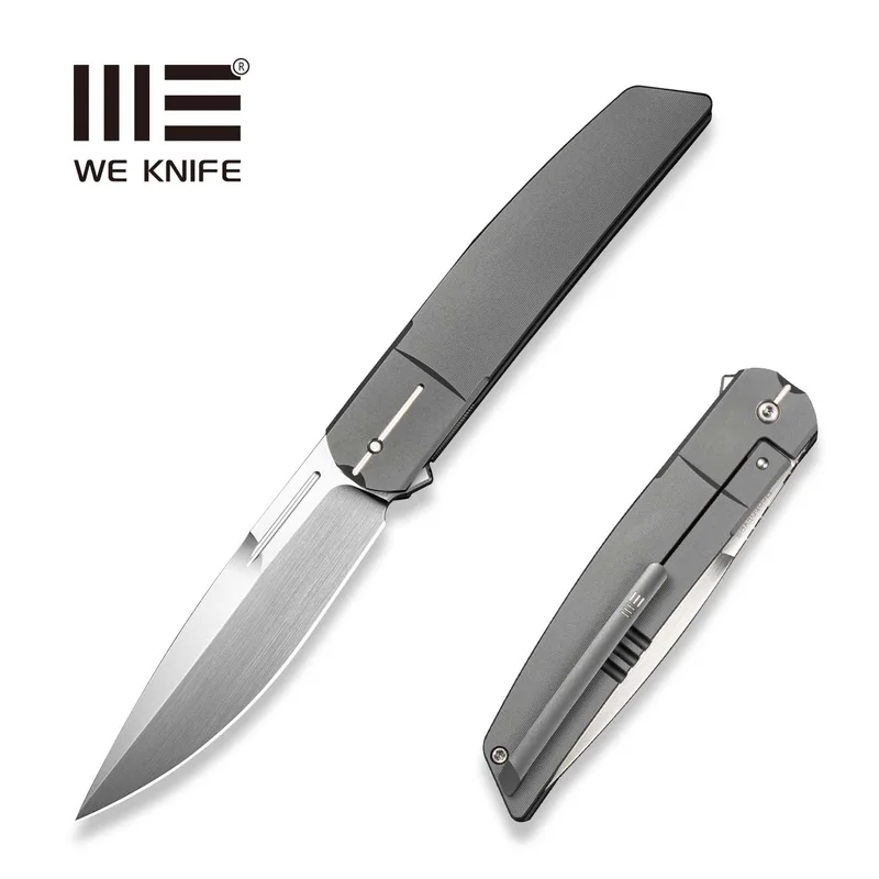 WEKNIFE Cavelle Flipper Knife Gray Titanium Handle (3.78" Hand Rubbed Satin Bohler M390 Blade) WE25012 Sample1