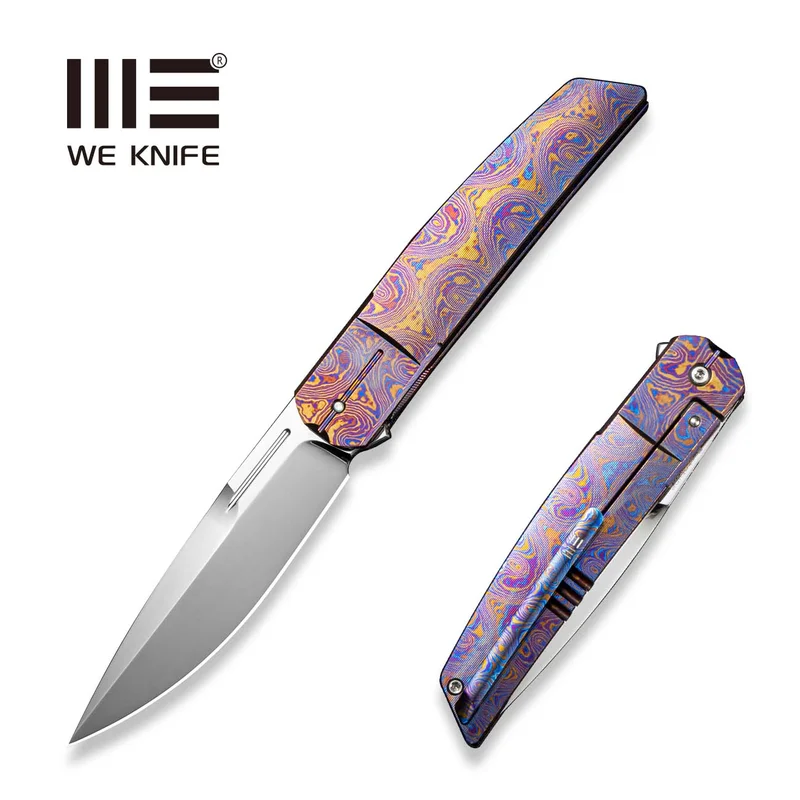 WEKNIFE Cavelle Flipper Knife Timascus Handle (3.78" Mirror Finished Bohler M390 Blade) WE25012 Sample2