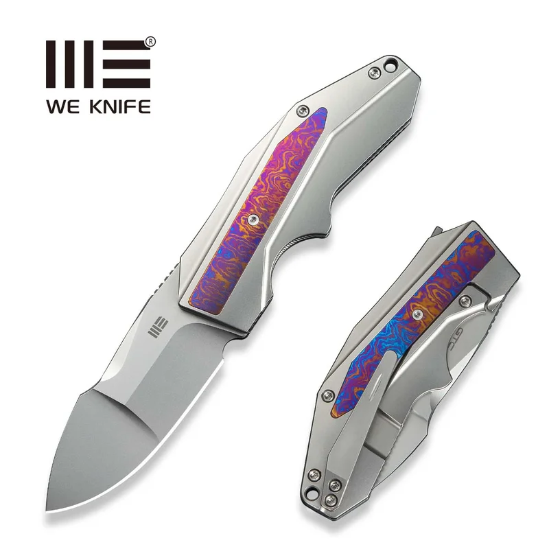WEKNIFE Coral SLT Flipper Knife Titanium & Timascus Handle (2.95" CPM 20CV Blade) WE24044-4