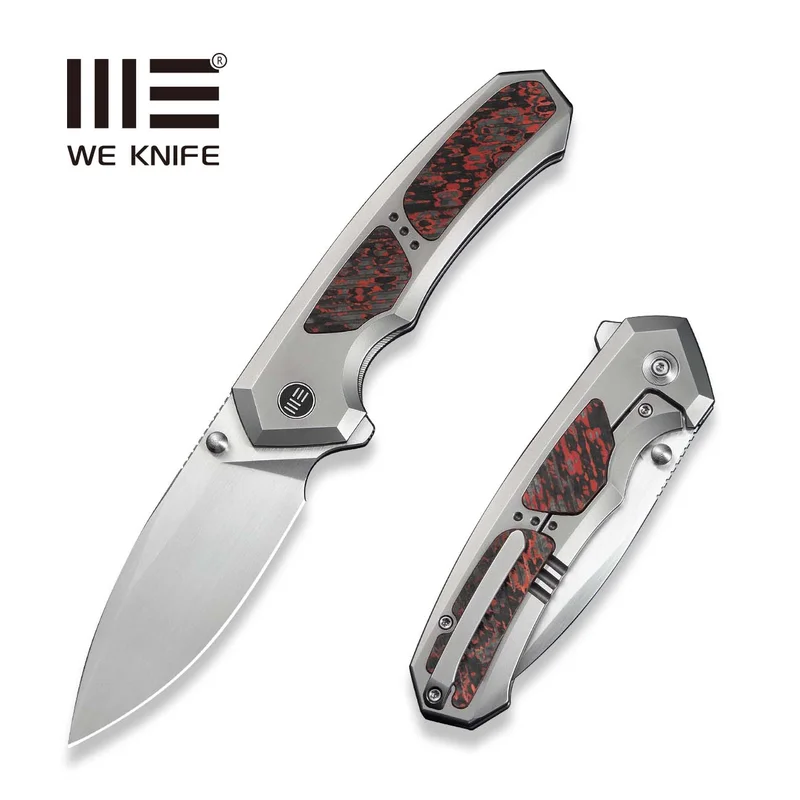 WEKNIFE Corwyn Flipper & Thumb Stud Knife Polished Bead Blasted Titanium & FatCarbon Fiber Handle (3.7" M390 Blade) WE24088-4