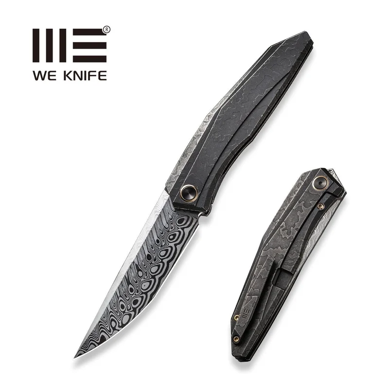 WEKNIFE Cybernetic Top Flipper Knife Titanium Handle (3.91" Damasteel Blade) WE22033-DS1