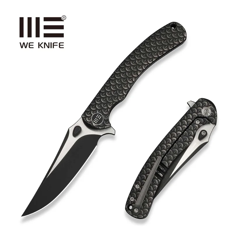 WEKNIFE Dracarys Flipper & Thumb Stud Knife Black Titanium Handle (3.58" Black Stonewashed Bohler M390 Blade, Satin Flat) WE25061B-5