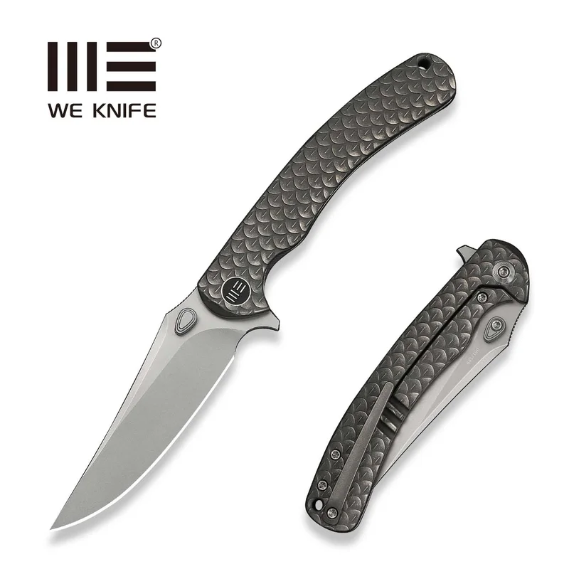 WEKNIFE Dracarys Flipper & Thumb Stud Knife Gray Titanium Handle (3.58" Stonewashed Bohler M390 Blade) WE25061B-1