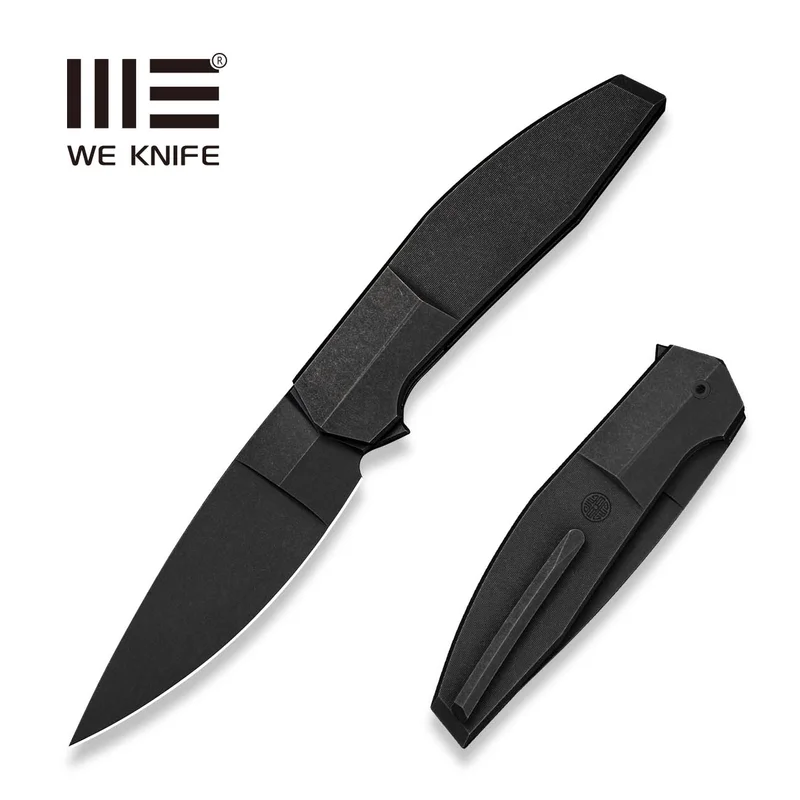 WEKNIFE Elyndor Flipper Knife Black Titanium Handle (3.9" Black Stonewashed Bohler M390 Blade) WE24060 Sample1