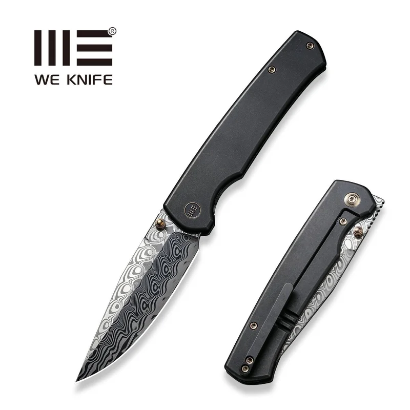 WEKNIFE Evoke Thumb Stud & Front Flipper Knife Titanium Handle (3.48" Damasteel) WE21046-DS1