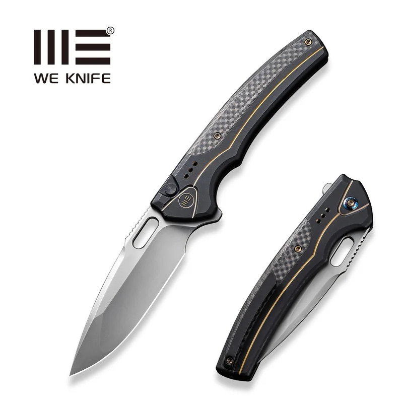 WEKNIFE Exciton Flipper & Thumb Hole & Button Lock Knife Titanium Handle (3.68" CPM 20CV Blade) WE22038A-1