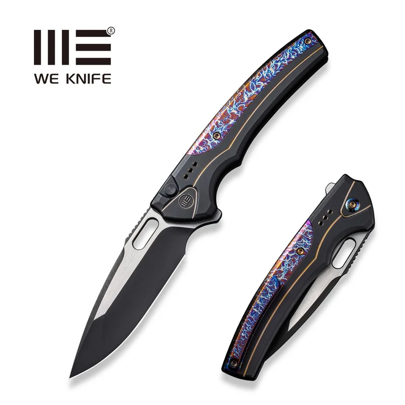 WEKNIFE Exciton Flipper & Thumb Hole & Button Lock Knife Titanium Handle (3.68" CPM 20CV Blade) WE22038A-4