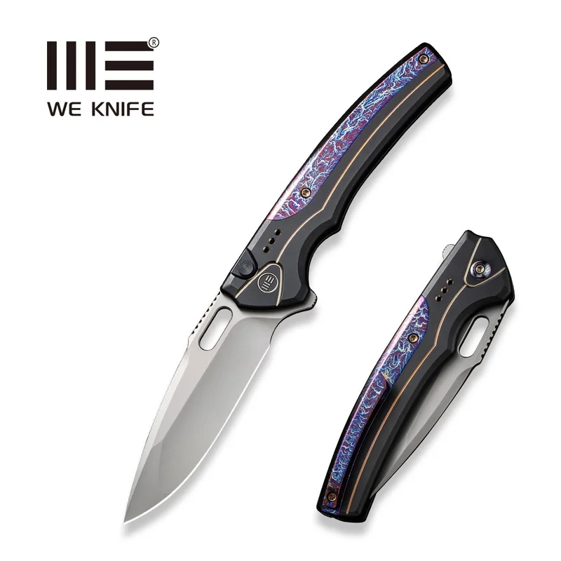 WEKNIFE Exciton Flipper & Thumb Hole & Button Lock Knife Titanium Handle (3.68" CPM 20CV Blade) WE22038A-6