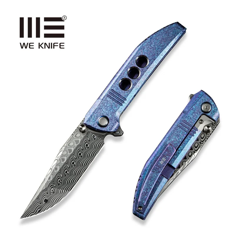 WEKNIFE Ezinta Flipper & Thumb Stud Knife Titanium Handle (3.99" Damasteel Blade) WE22041-DS1