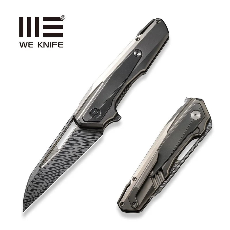 WEKNIFE Falcaria Flipper & Thumb Hole Knife Titanium Handle (3.64" Damasteel Blade) WE23012B-DS1