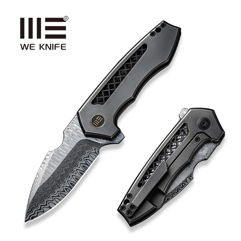 WEKNIFE Harpen Flipper Knife Titanium Handle (2.98" Damasteel Blade) WE23019-DS1