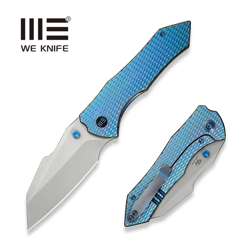 WEKNIFE High-Fin XL Thumb Stud Knife Titanium Handle (3.48" CPM 20CV Blade) WE24010-2