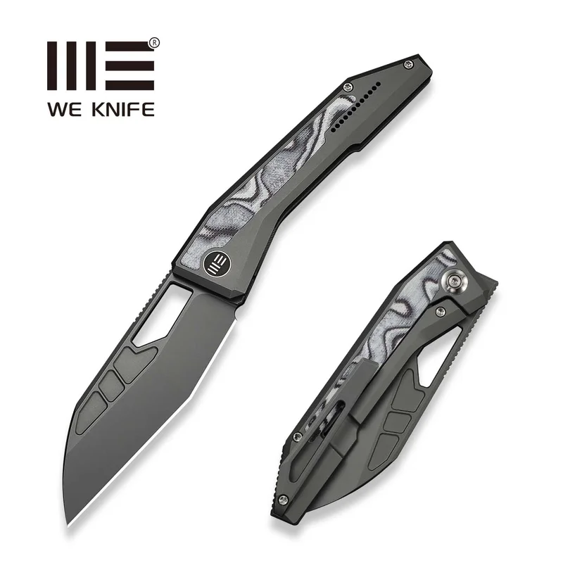 WEKNIFE Inceptus Front Flipper & Thumb Hole Knife Dark Gray Titanium Handle With White & Black G10 Inlay (3.57" Gray Stonewashed Bohler M390 Blade) WE25017-1