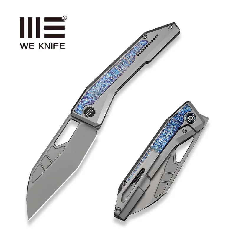 WEKNIFE Inceptus Front Flipper & Thumb Hole Knife Gray Titanium Handle With Flamed Titanium Inlay (3.57" Stonewashed Bohler M390 Blade) WE25017-2