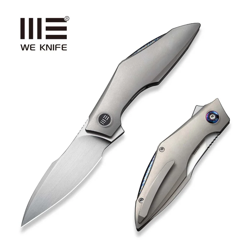 WEKNIFE Krait Snake Flipper Knife Gray Titanium Handle (3.34" Hand Rubbed Satin Bohler M390 Blade) WE24084-2