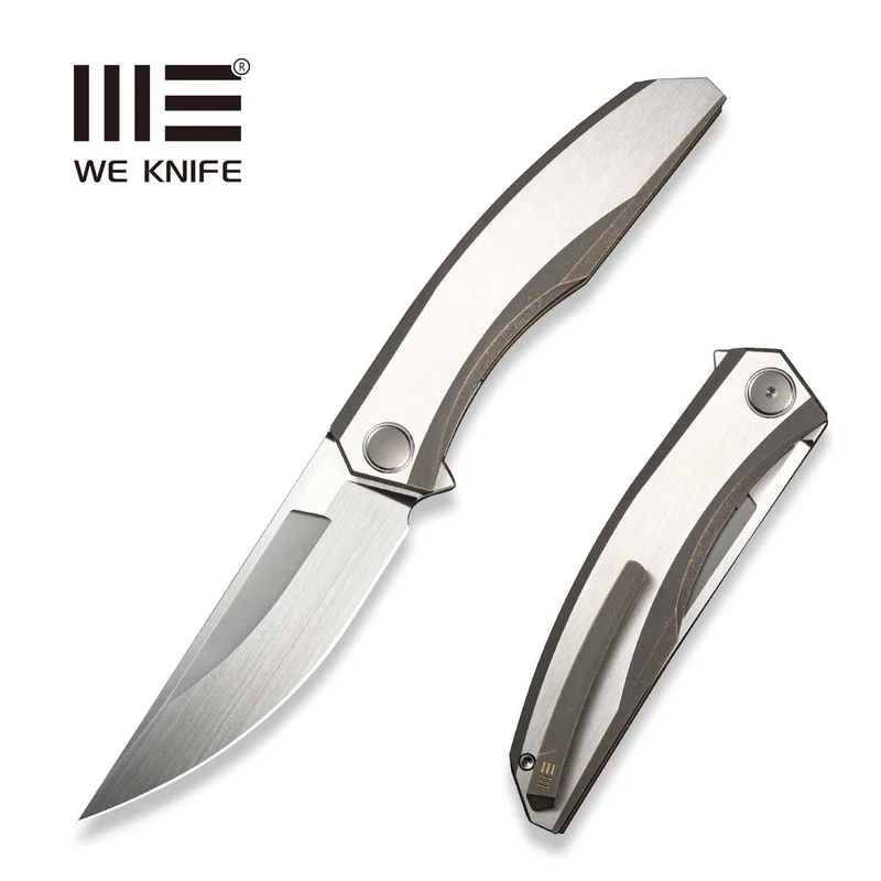 WEKNIFE Kryon Flipper Knife Bronze / Satin Titanium Handle (3.92" Hand Rubbed Satin Bohler M390 Blade) WE25019 Sample2