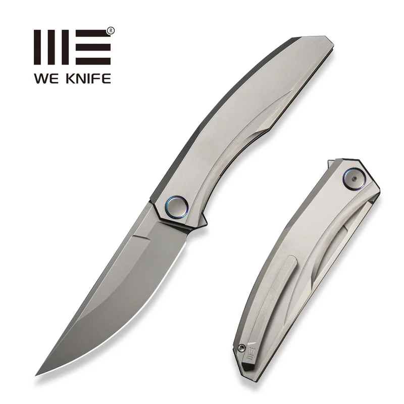 WEKNIFE Kryon Flipper Knife Gray Titanium Handle (3.92" Silver Bead Blasted Bohler M390 Blade) WE25019 Sample1