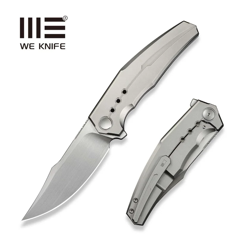 WEKNIFE Kyklos Flipper Knife Gray Titanium Handle (3.79" Hand Rubbed Satin Bohler M390 Blade) WE23086-4